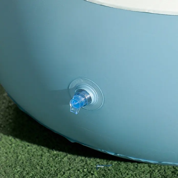 Outsunny Loungemöbel-Set Aufblasbarer Sessel - 2 -tlg., Kunststoff, Weiß, Blau - Hellblaues aufblasbares Objekt mit einem transparenten blauen Aufblasventil.