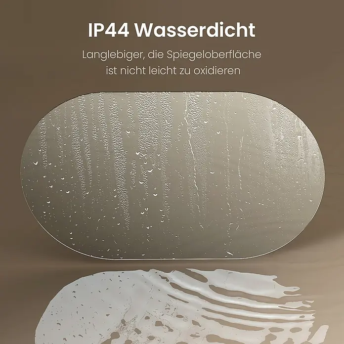 Emke Wandspiegel OM17 -  - Ovaler Spiegel mit Wassertropfen, IP44 wasserdicht und oxidationsbeständig.