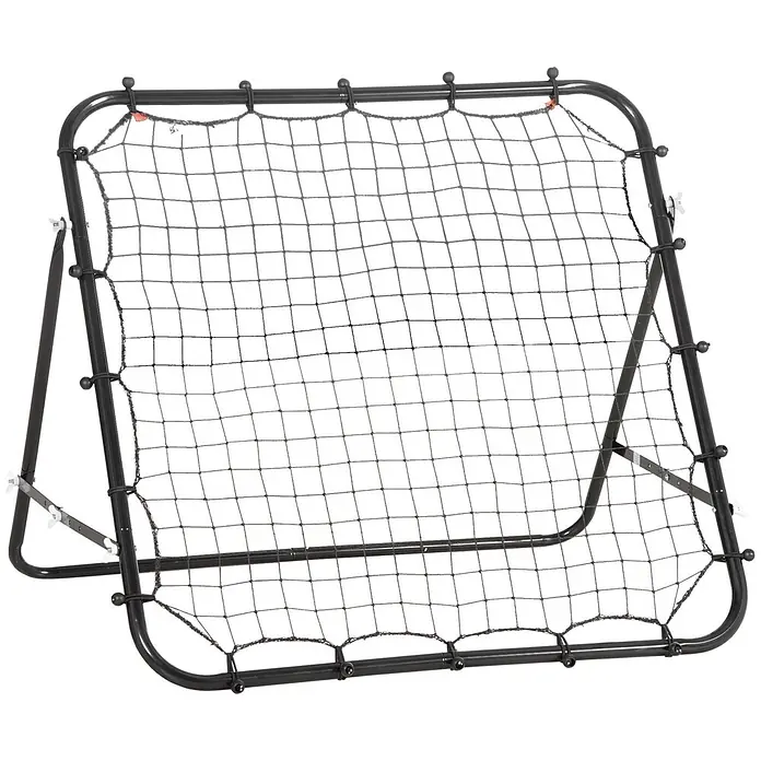 Homcom Sportnetz Rebounder - Stahl, Schwarz - Schwarzer Metall-Sport-Rebounder mit schrägem Netz zum Balltraining.