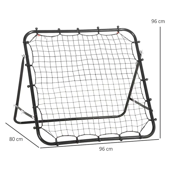 Homcom Sportnetz Rebounder - Stahl, Schwarz - Schwarzes Rebounder-Netz mit Metallrahmen für Sporttraining, 96x96x80 cm.