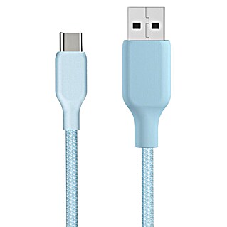 USB kabel (Svetlo modra, 1 m, USB A vtič, USB C vtič)