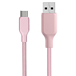 USB kabel (Roza, 1 m, USB A vtič, USB C vtič)
