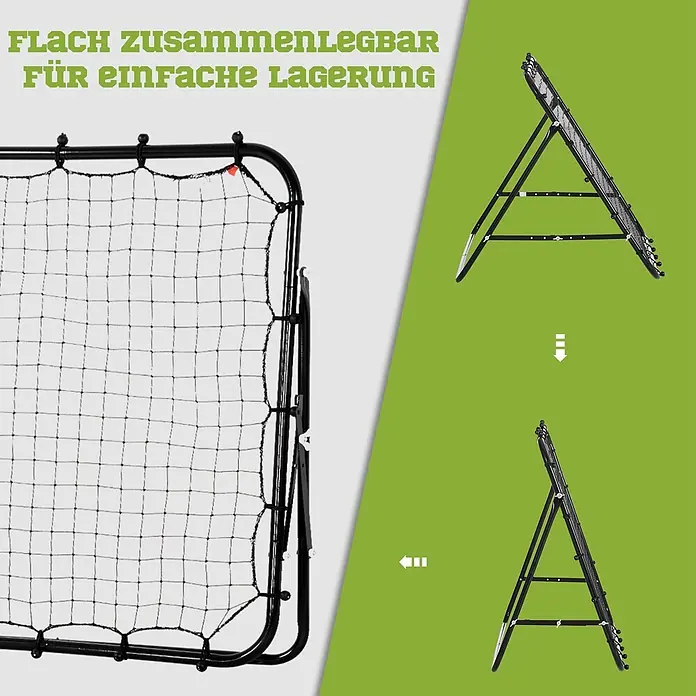 Homcom Sportnetz Rebounder - Stahl, Schwarz - Flach zusammenklappbares schwarzes Rebound-Netz zur einfachen Aufbewahrung.