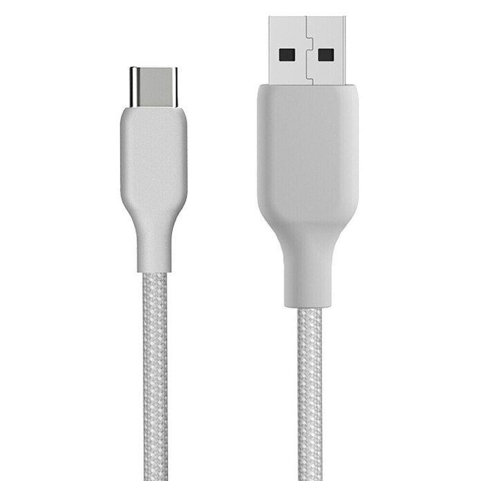 USB kabel  (Srebrna, 1 m, USB A vtič, USB C vtič) | 3377 - Telefonzubehör | CBIC - Telefon | CBI - Audio/Video/Antenne/Sat | CB - Elektroinstallation | C - Elektro | BAUHAUS