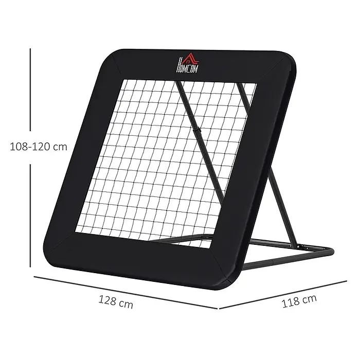 Homcom Sportnetz Rebounder - Metall, Schwarz - Schwarzes, verstellbares Sport-Rebounder-Netz, 128 cm breit und 108-120 cm hoch, für Fußball- oder Balltraining.