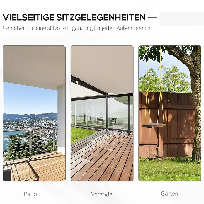 Outsunny Hängebank - B x T x H: 69 x 69 x 60 cm, Tannenholz, Stahl, Weiß - Vielseitige Sitzgelegenheiten für Außenbereiche: Terrasse mit Stadtblick, moderne Veranda und Garten mit Schaukel.