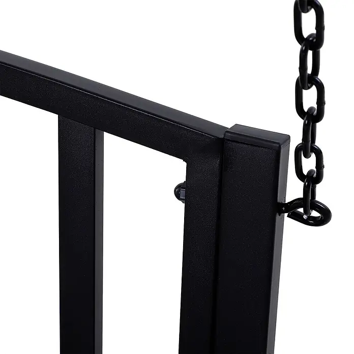 Outsunny Hängebank - B x T x H: 60 x 60 x 53 cm, Metall, Schwarz - Schwarzes Metallgestell mit befestigter schwarzer Kette, das die Verbindungsstelle zeigt.