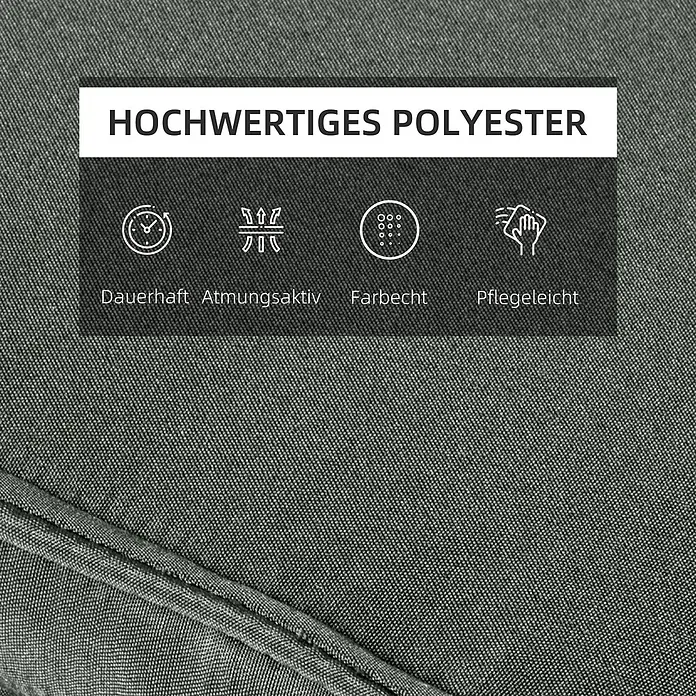 Outsunny Liegenauflage - Gartenliege, 1 Stk., Polyester, Baumwollfaser, Grau - Nahaufnahme von dunkelgrauem, hochwertigem Polyestergewebe. Es ist dauerhaft, atmungsaktiv, farbecht und pflegeleicht.