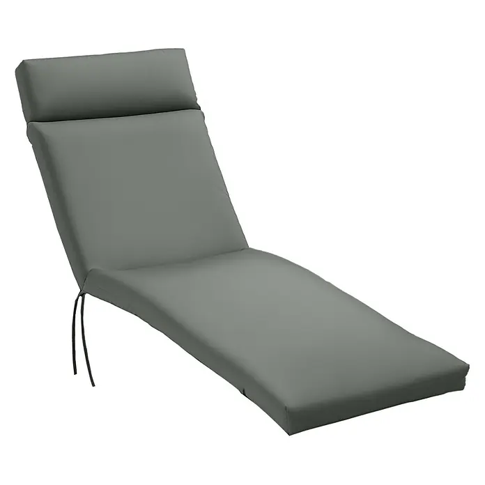 Outsunny Liegenauflage - Gartenliege, 1 Stk., L x B x H: 196 x 55 x 8 cm, Polyester, PP-Füllung, Dunkelgrau - Graues Stoff-Liegestuhlkissen mit Bändern.