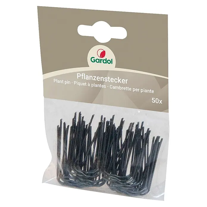 Gardol Pflanzenstecker - 50 Stk. - Packung mit 50 dunkelgrünen, U-förmigen Metall-Pflanzensteckern.