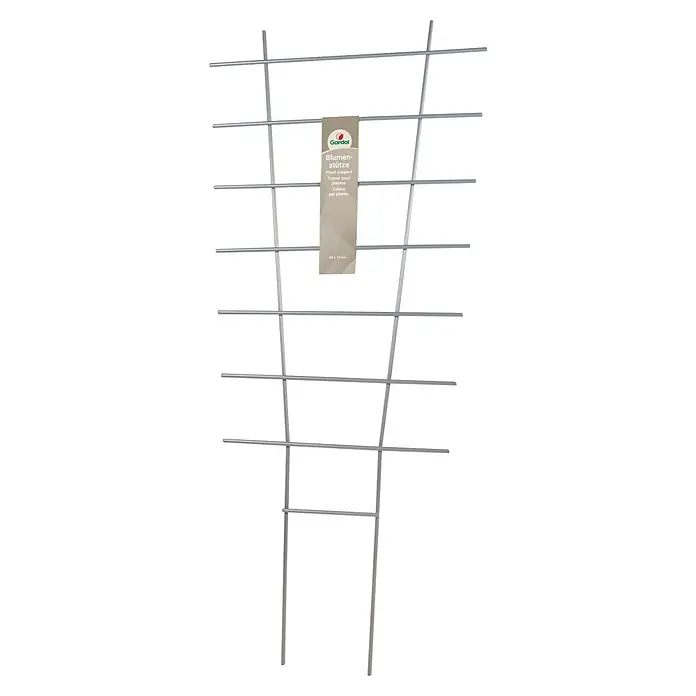 Gardol Rankhilfe - 34 x 77 cm, Metall, Silber - Pflanzenstütze aus silbernem Metall, ein Gitter aus horizontalen und vertikalen Stäben.