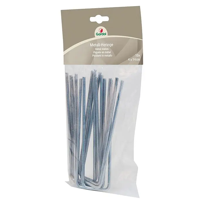 Gardol Metallheringe - 10 Stk. - Gardol Packung mit 10 U-förmigen Metall-Heringen, 4x14cm.