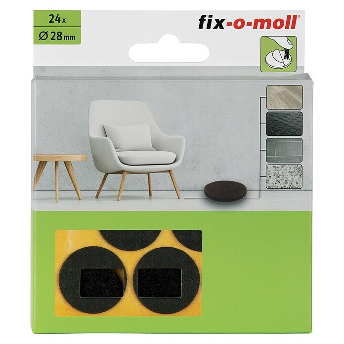 Fix-o-moll Filzgleiter (Durchmesser: 28 mm, Kleben, 24 Stk., Braun) | BAUHAUS