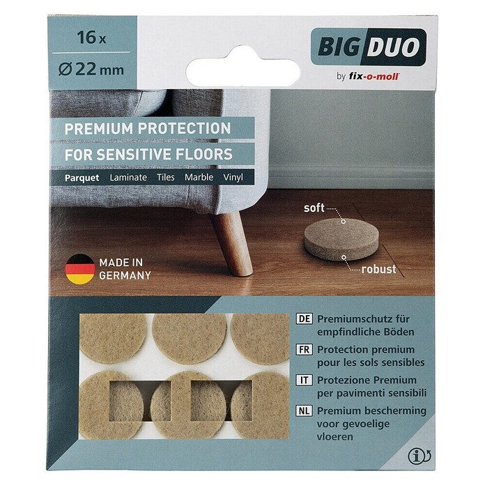 Fix-o-moll Filzgleiter (Durchmesser: 22 mm, Kleben, 16 Stk., Beige) | BAUHAUS
