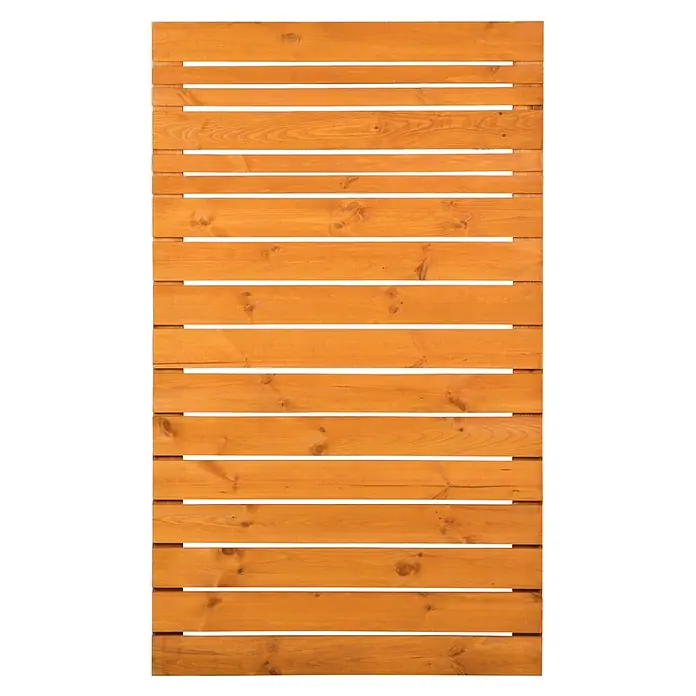 Werth Holz Sichtschutzelement Göteborg - B x H: 89 x 149 cm, Holz, Braun - Warmbraune Holzlamellenwand mit horizontalen Latten und sichtbaren Zwischenräumen.