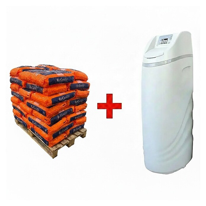Descalcificador de agua Ceramic Pilot 2.5 + palet de 40 sacos de sal para descalcificador (Reserva de sal: 75 kg) | BAUHAUS