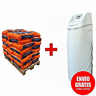 Descalcificador de agua Ceramic Pilot 2.5 + palet de 40 sacos de sal para descalcificador (Reserva de sal: 75 kg)