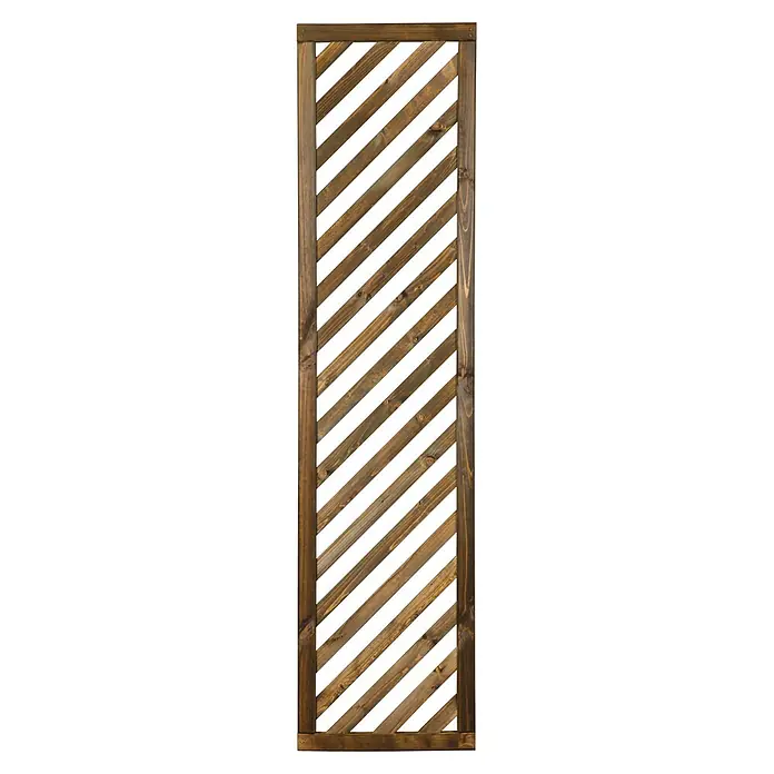 Werth Holz Rankgitter Victoria - 44 x 179 cm, Holz, Braun - Dunkelbraunes Holzgitter mit diagonalen Latten, ideal für Pflanzen oder als Sichtschutz.