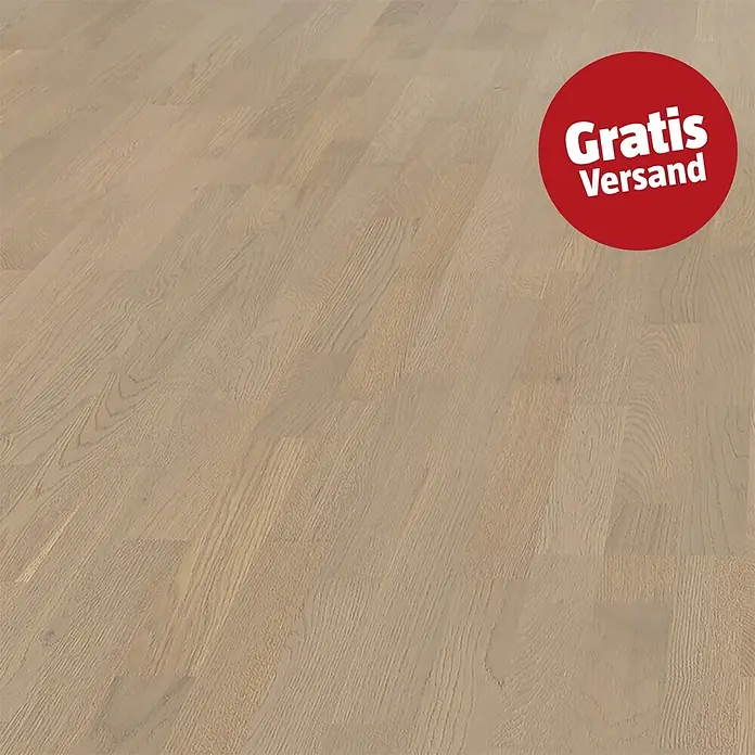 Living by Haro Parkett - Eiche Grey versiegelt, Schiffsboden, 1.085 x 180 x 12 mm - Helles Holzparkett mit sichtbarer Maserung.
