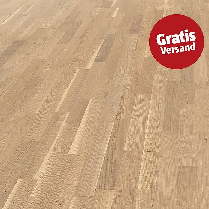 Living by Haro Parkett - Eiche Weiß Naturöl, Schiffsboden, 2.200 x 180 x 12 mm - Helles Eichenparkett mit sichtbarer Holzmaserung.