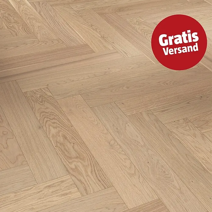 Parador Parkett Trendtime - Eiche pure, Fischgrät, 570 x 95 x 10,5 mm - Helles Holzparkett im Fischgrätmuster.