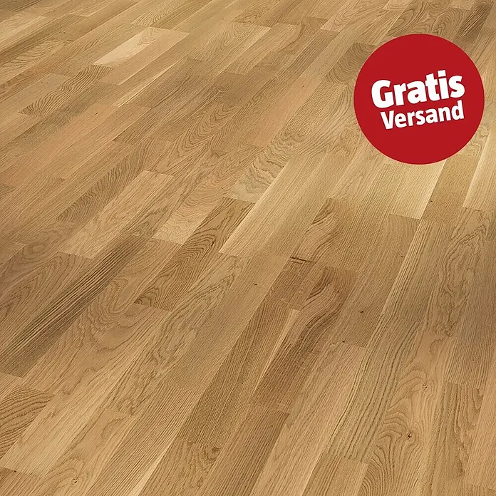Parador Parkett Basic 11.5 - Eiche Rustikal matt lackiert, Schiffsboden, 1.080 x 185 x 11,5 mm - Heller Holzboden mit natürlicher Maserung und deutlichen Dielen.