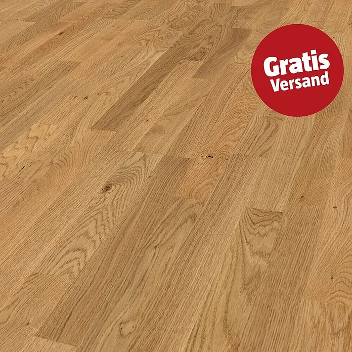 Parador Parkett Basic 11.5 - Eiche astig, Schiffsboden, 2.200 x 185 x 11,5 mm - Naturholzparkett aus Eiche mit sichtbarer Holzmaserung.