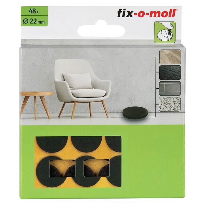 Fix-o-moll Filzgleiter (Durchmesser: 22 mm, Kleben, 48 Stk., Braun) | BAUHAUS