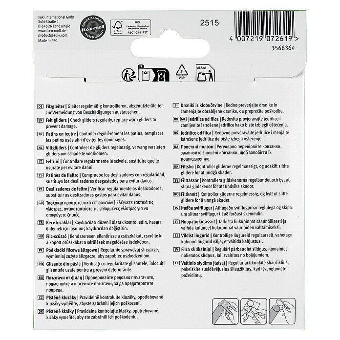 Fix-o-moll Filzgleiter selbstklebend (B x H: 32 x 32 mm, Kleben, 6 Stk., Braun) | BAUHAUS