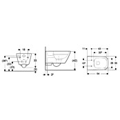 Geberit Spülrandloses Wand-WC-Set Smyle Square (Mit WC-Sitz, Tiefspüler, Weiß)
