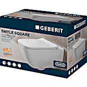 Geberit Spülrandloses Wand-WC-Set Smyle Square (Mit WC-Sitz, Tiefspüler, Weiß)