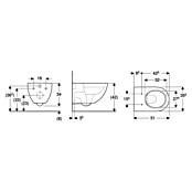 Geberit Acanto Wand-WC-Set (Spülrandlos, Ohne Spezialglasur, Spülform: Tief, WC Abgang: Waagerecht, Weiß) | BAUHAUS