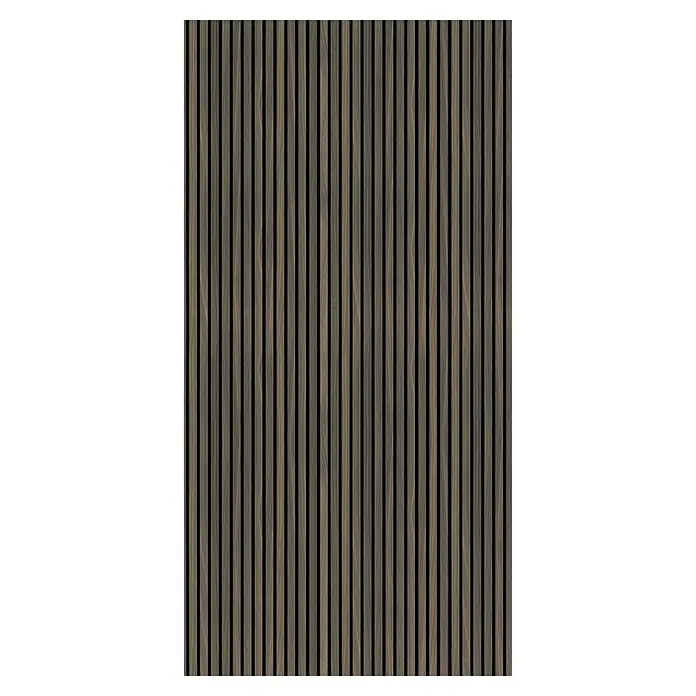 SanDesign Alu-Verbundplatte - 125 x 250 cm, Scandi Dark - Dunkle Holzlamellen-Wandverkleidung für Akustik- oder Dekorationszwecke.