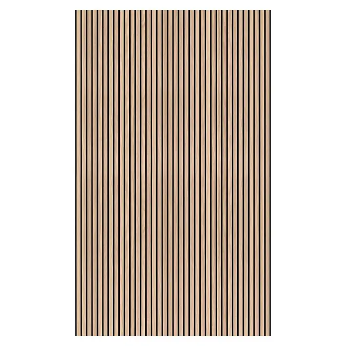 SanDesign Alu-Verbundplatte - 150 x 250 cm, Scandi Light - Helle Akustikpaneele aus Holzlamellen mit schwarzer Filzrückseite.