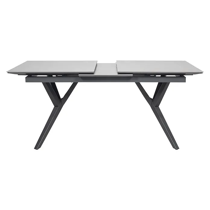 Bene Living Gartentisch Valor - L x B x H: 210 x 90 x 75 cm, Aluminium Gestell mit gesinnerter Tischplatte aus Keramik, Rechteckig, Anthrazit - Dunkelgrauer Ausziehtisch mit hellgrauer Platte, teilweise ausgezogen dargestellt.