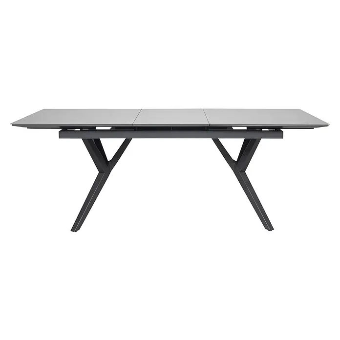 Bene Living Gartentisch Valor - L x B x H: 210 x 90 x 75 cm, Aluminium Gestell mit gesinnerter Tischplatte aus Keramik, Rechteckig, Anthrazit - Moderner ausziehbarer Esstisch mit grauer Tischplatte und dunklen Metall-V-Beinen.