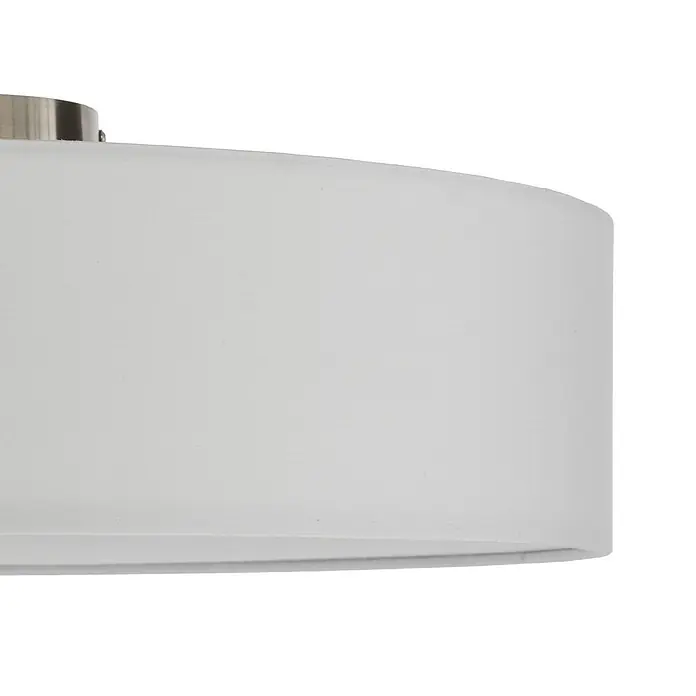 Lindby Textil Deckenleuchte rund 50 cm, Deckenlampe Stoff cremeweiß -  - Weißer zylindrischer Stoff-Lampenschirm für Deckenleuchte mit gebürstetem Metall.