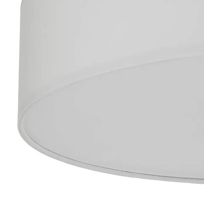 Lindby Textil Deckenleuchte rund 50 cm, Deckenlampe Stoff cremeweiß -  - Unterseite einer weißen, glatten, runden Leuchte mit gewölbtem Diffusor.