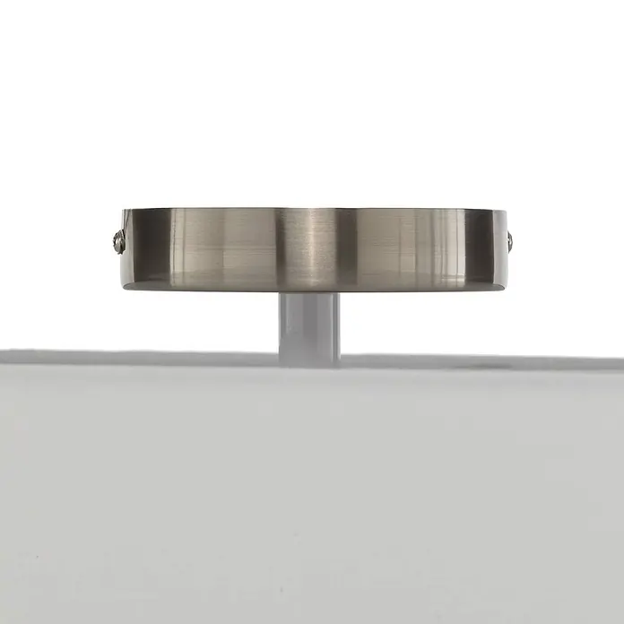 Lindby Textil Deckenleuchte rund 50 cm, Deckenlampe Stoff cremeweiß -  - Lampenfassung aus gebürstetem Nickel über weißem Schirm.