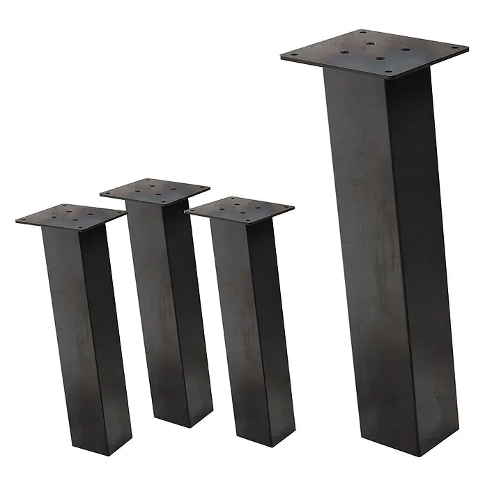 ML-Design Tischgestell Bankkufen I-Design 42cm Industrial glänzend Möbelbeine 96° Neigung - Traglast: 500 kg, Stahl - Vier dunkelgraue Metall-Tischbeine mit Vierkantprofil und oberen Montageplatten zur Befestigung.
