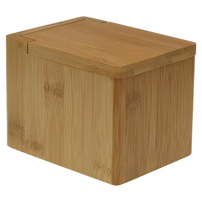 Versa Salero - Bambú, Marrón - Caja de almacenamiento rectangular de bambú con tapa ajustada.