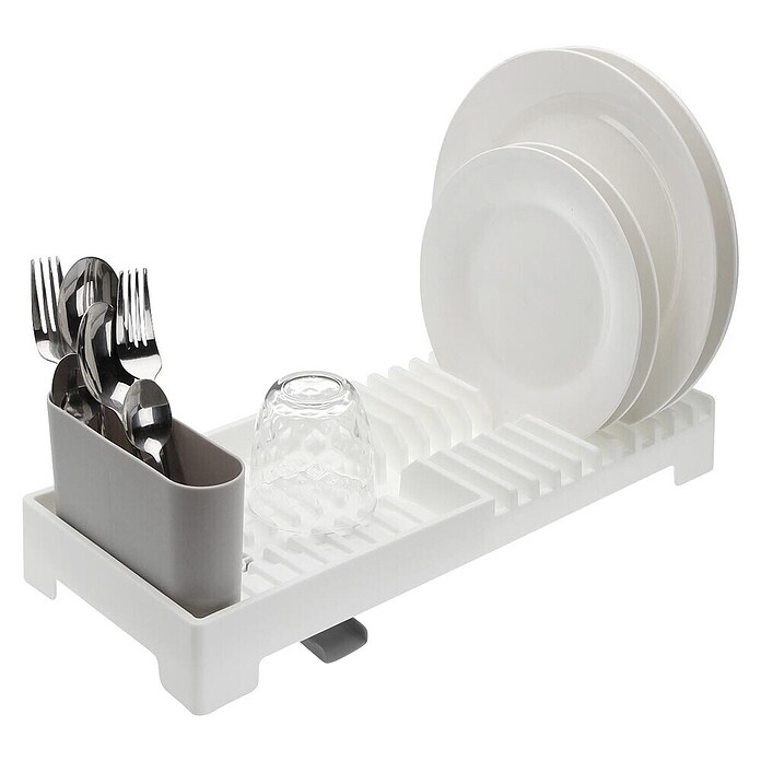 Versa Escurreplatos (L x An x Al: 19 x 46 x 13,5 cm, Polipropileno, Blanco y gris) | BAUHAUS