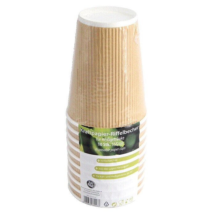 Pappbecher geriffelt (Papier, Braun, 335 ml, 10 Stk.) | BAUHAUS