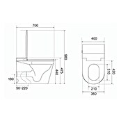 Taza de WC Japonés Smart Alpha (Sin borde de descarga, Salida dual, Blanco) | BAUHAUS