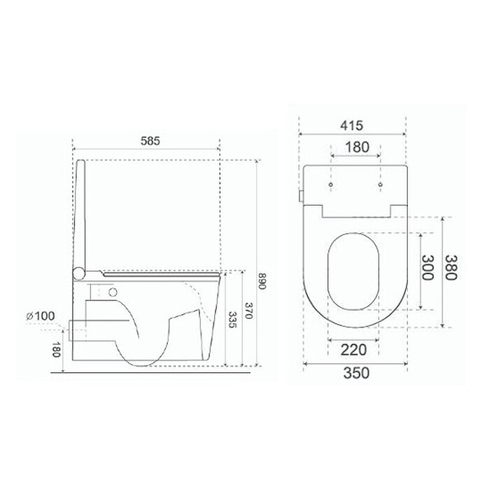 Taza de WC suspendida Japonés Smart Gamma (Sin borde de descarga, Salida WC: Horizontal, Blanco) | BAUHAUS