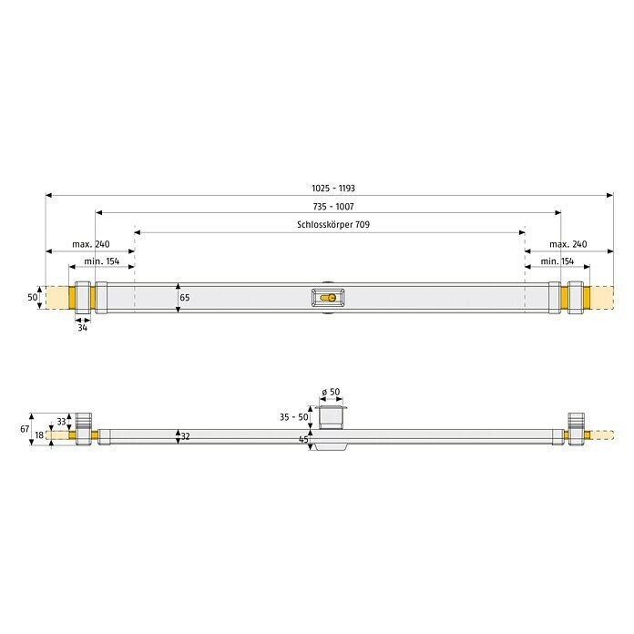 Abus Panzerriegel PR 2600Weiß, Geeignet für: Türblattbreite von 73,5 - 103 cm Front View