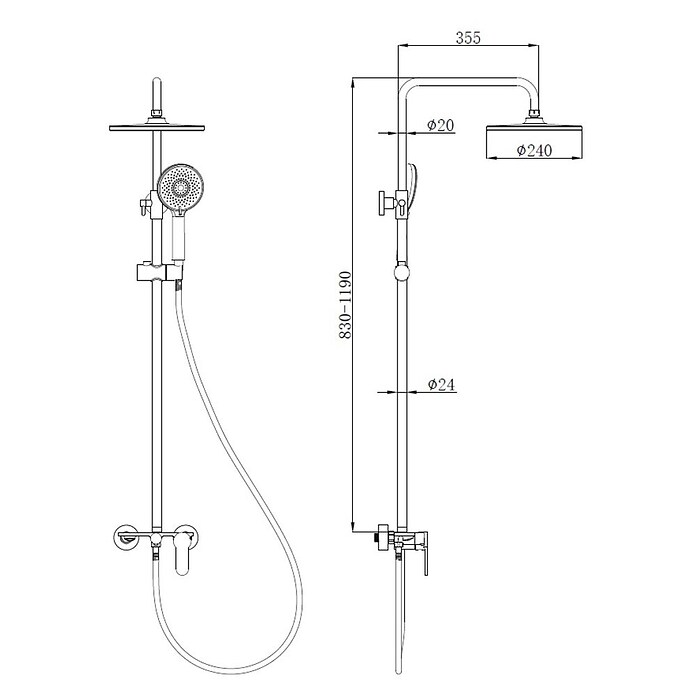 Ferotehna Sistem za tuš Nerola  (Siva, Š x V: 24 x 119 cm) | 3733 - Duschsysteme mit Armatur Marke | DAFD - Brausen und Zubehör Marke | DAF - Armaturen Brausen | DA - Badausstattung/Bäderwelt | D - Sanitär | BAUHAUS