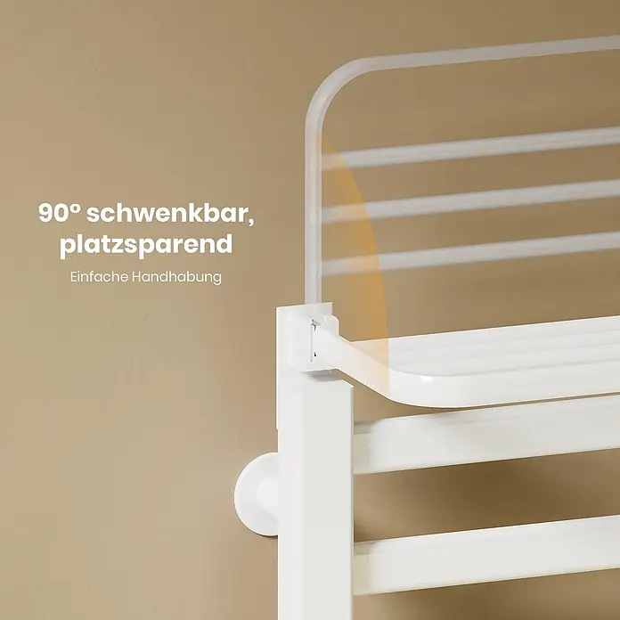 Emke Elektro-Badheizkörper Flatrad PTRX4 -  - Weißer Handtuchwärmer mit 90° schwenkbarem Arm, platzsparend und einfach zu handhaben.