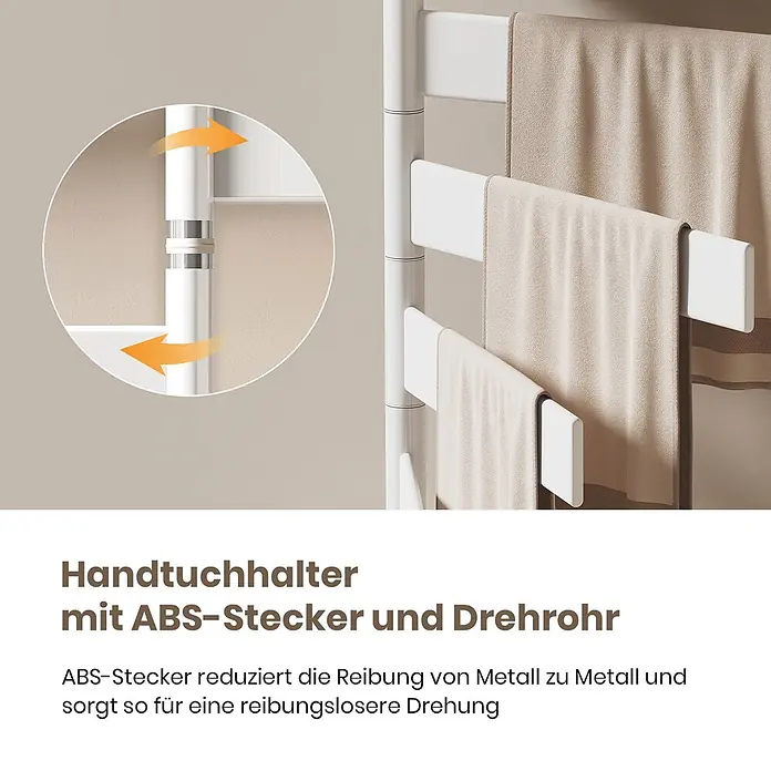 Emke Elektro-Badheizkörper Flatrad PFR -  - Weißer Handtuchhalter mit schwenkbaren Stangen und ABS-Stecker für reibungslose Drehung.