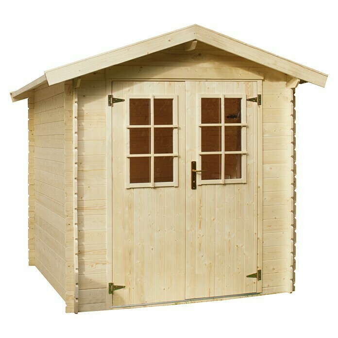 Caseta de madera Mikka (Madera, Área: 3,6 m², Espesor de pared: 19 mm, Tejado a dos aguas)